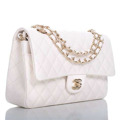 white chanel purse|chanel white bag price.